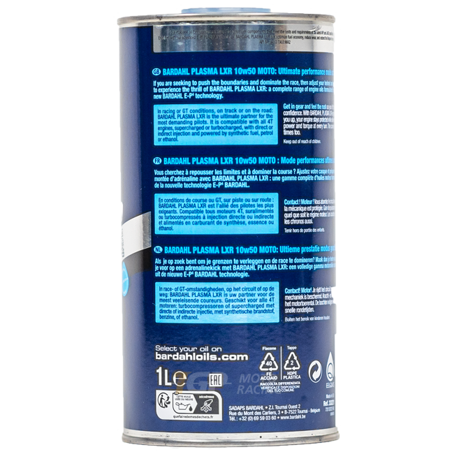 Bardahl 10W50 Plasma LXR - 1 litre d'huile premium 