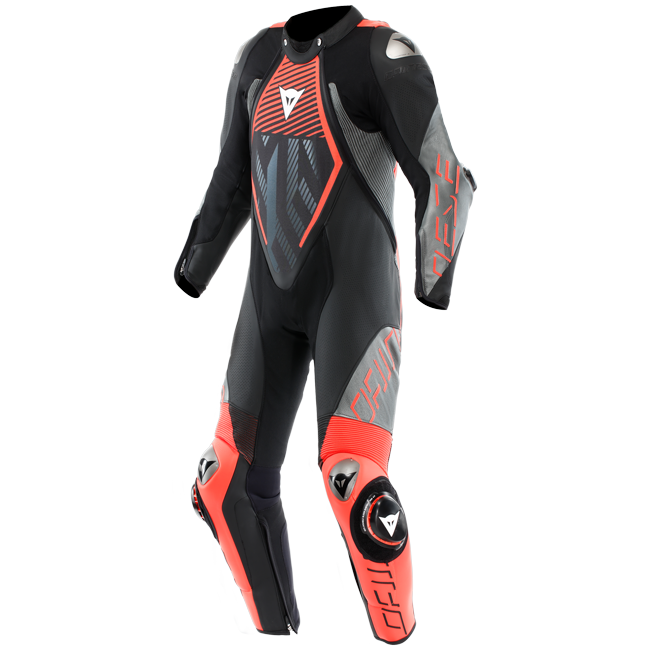 Dainese Audax D-ZIP combinaison en cuir une pièce – Combinaison de course perforée | Hommes | Noir/Rouge 
