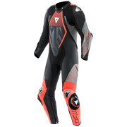 Dainese Audax D-ZIP combinaison en cuir une pièce – Combinaison de course perforée | Hommes | Noir/Rouge 