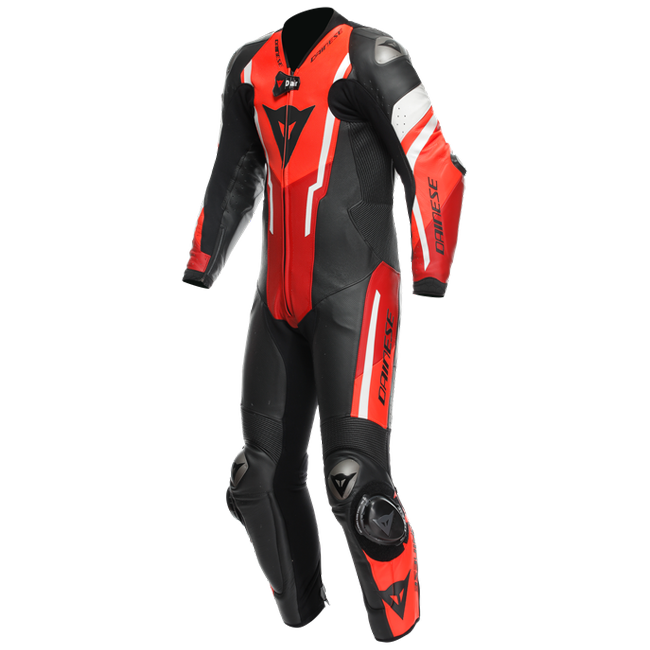 Dainese Misano 3 D-AIR® Combinaison en cuir à une pièce – Combinaison de course avec airbag perforé | Hommes | Rouge 