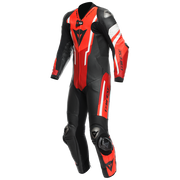 Dainese Misano 3 D-AIR® Combinaison en cuir à une pièce – Combinaison de course avec airbag perforé | Hommes | Rouge 