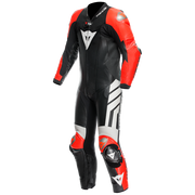 Dainese Mugello 3 D-AIR® combinaison en cuir intégrale – combinaison de course avec airbag perforé | Hommes | Noir/Rouge 