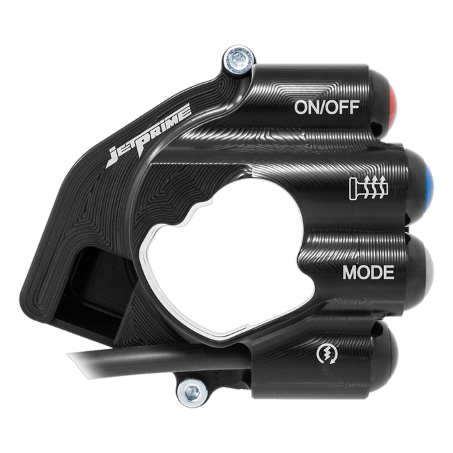 Gasgriffgehäuse mit integriertem Lenkerschalter JetPrime BMW M 1000 RR (20-26) JP CO BM038RR – mit RR-Schriftzug