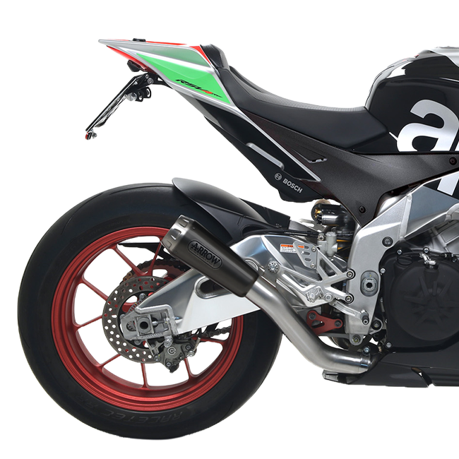 Kit de glissement Arrow Pro-Race en acier inoxydable noir pour Aprilia RSV4/RR/RF (17-18) 71214PRN 
