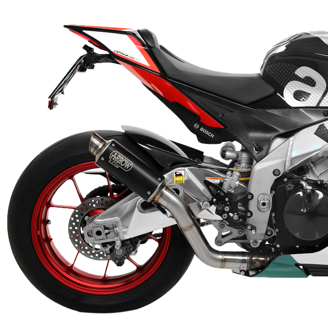 Kit de glissement Arrow Slip-On Dark GP2 en acier inoxydable pour Aprilia RSV4/RR/RF (17-18) 71542GPI 