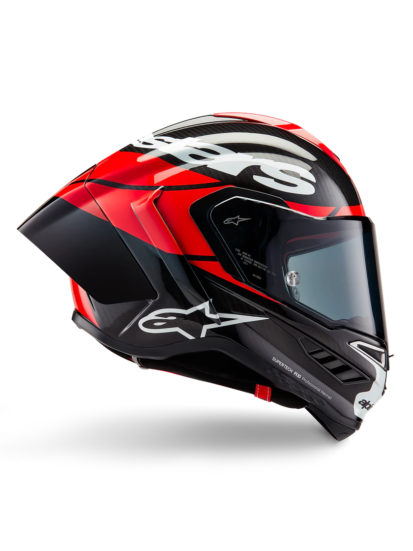 Casque Alpinestars Supertech R10 Element Carbon Carbone Rouge Éclatant Blanc 8200324-1363 