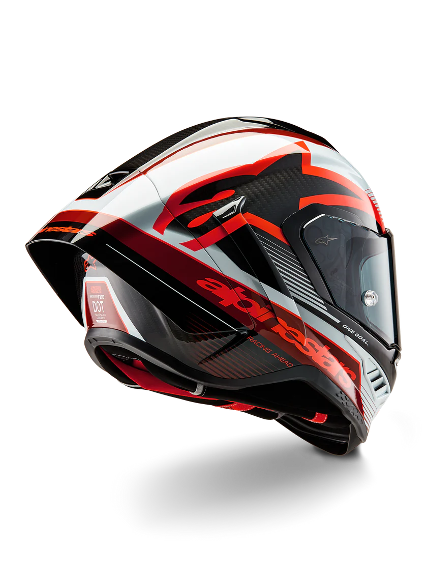 Casque Alpinestars Supertech R10 Team Carbon Carb Rouge Blanc Brillant 8200224-1352 