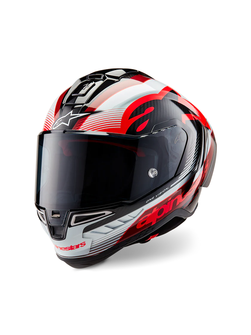 Casque Alpinestars Supertech R10 Team Carbon Carb Rouge Blanc Brillant 8200224-1352 