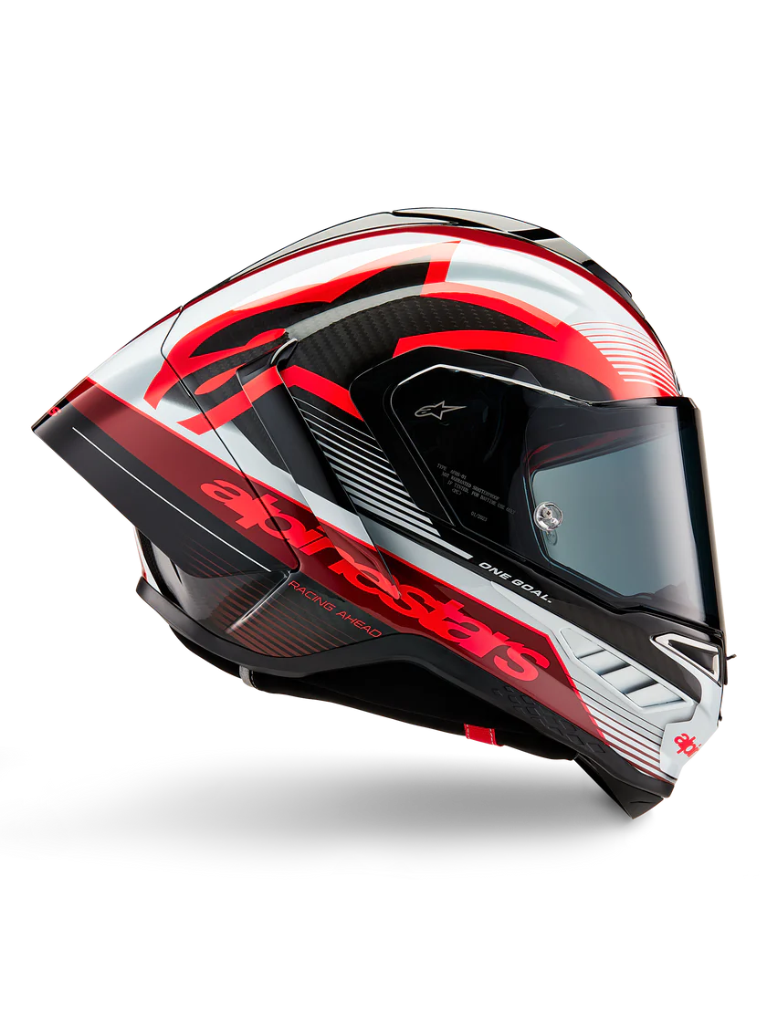 Casque Alpinestars Supertech R10 Team Carbon Carb Rouge Blanc Brillant 8200224-1352 