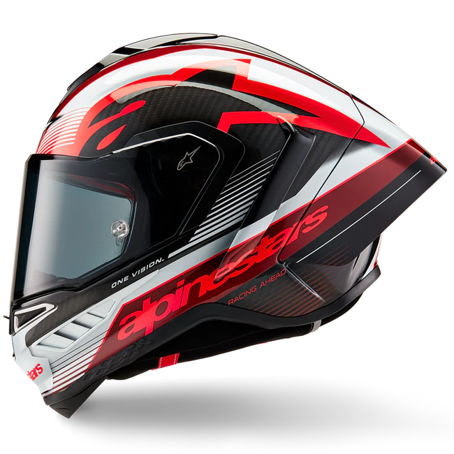 Casque Alpinestars Supertech R10 Team Carbon Carb Rouge Blanc Brillant 8200224-1352 