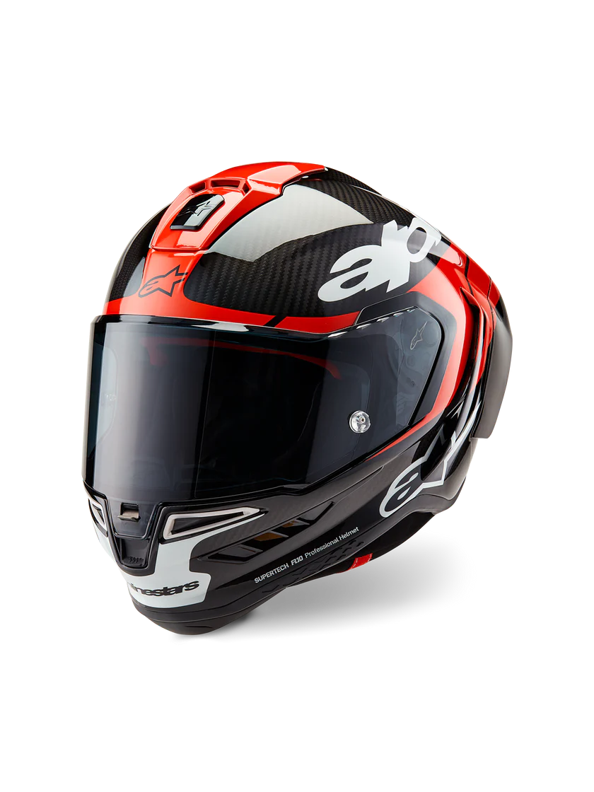 Casque Alpinestars Supertech R10 Element Carbon Carbone Rouge Éclatant Blanc 8200324-1363 