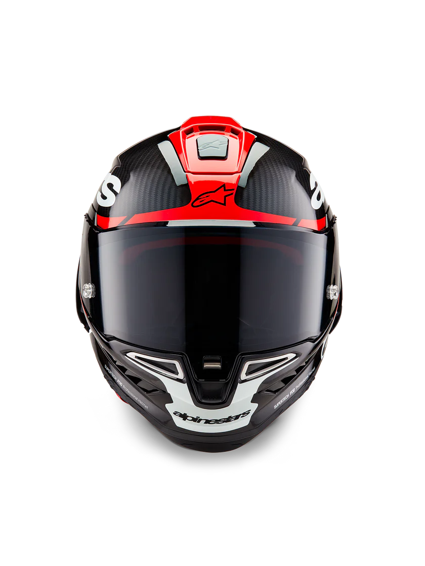Casque Alpinestars Supertech R10 Element Carbon Carbone Rouge Éclatant Blanc 8200324-1363 
