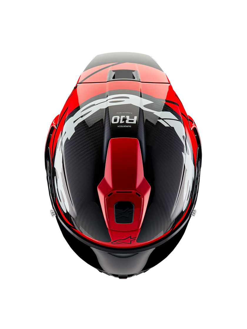 Casque Alpinestars Supertech R10 Element Carbon Carbone Rouge Éclatant Blanc 8200324-1363 