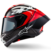 Casque Alpinestars Supertech R10 Element Carbon Carbone Rouge Éclatant Blanc 8200324-1363 