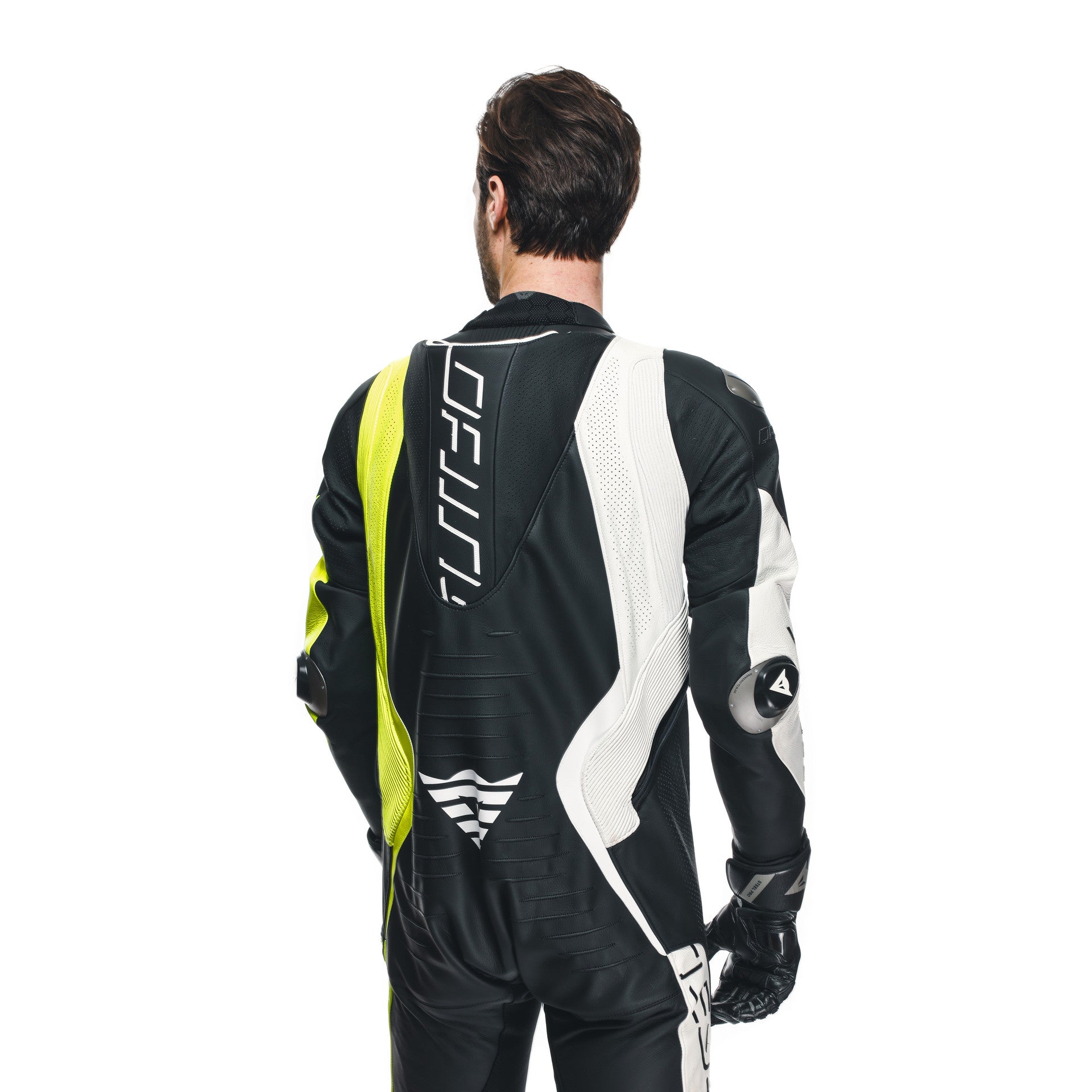 Dainese Audax D-ZIP combinaison en cuir une pièce – combinaison de course perforée | hommes | noir/jaune néon 