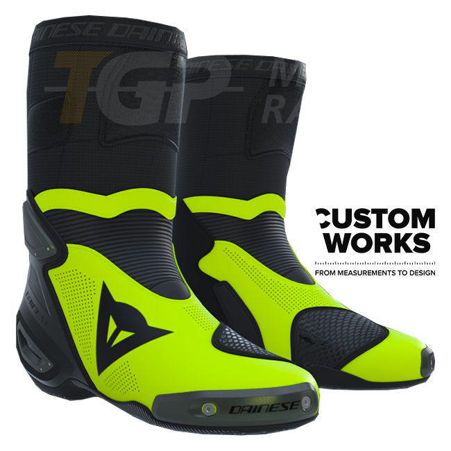 Bottes moto de course et route Dainese Axial 2 Air | Homme | Noir / Fluogelb | Custom Works 
