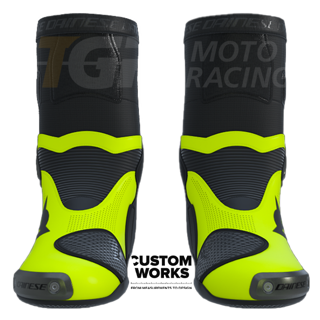 Bottes moto de course et route Dainese Axial 2 Air | Homme | Noir / Fluogelb | Custom Works 