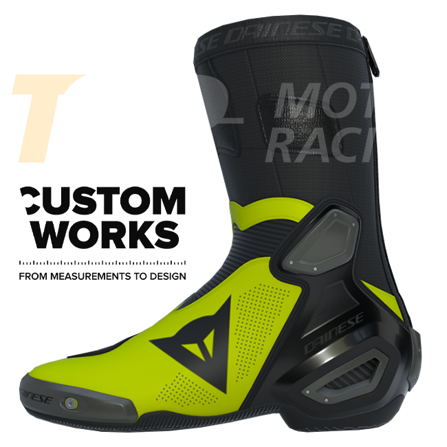 Bottes moto de course et route Dainese Axial 2 Air | Homme | Noir / Fluogelb | Custom Works 