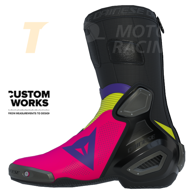 Dainese Axial 2 Air Racing et bottes de moto route | Homme | Fuxia / Viola / Fluogelb | Custom Works 