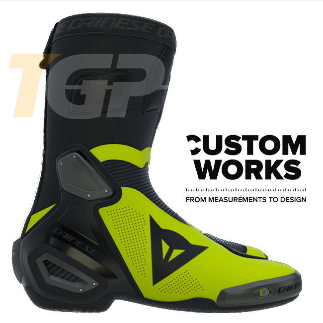 Bottes moto de course et route Dainese Axial 2 Air | Homme | Noir / Fluogelb | Custom Works 