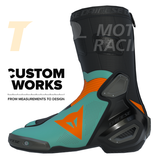 Dainese Axial 2 Air bottes de moto Racing et route | Homme | Orange Fluo / Bleu mer sarde | Custom Works 