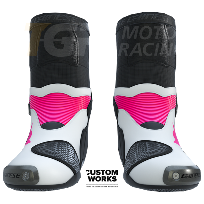 Dainese Bottes moto Axial 2 Racing et route | Homme | Fuchsia / Blanc | Custom Works 