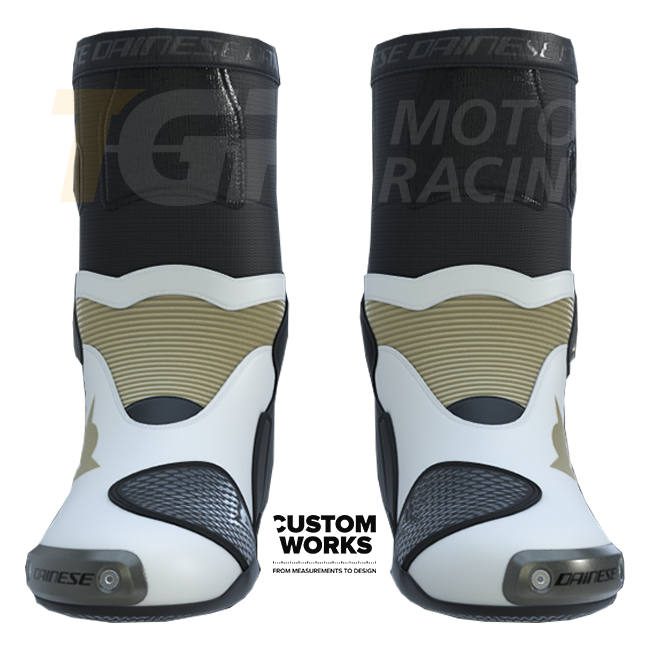 Bottes moto de course et route Dainese Axial 2 | Homme | Perle blanc / Magnésium | Custom Works 