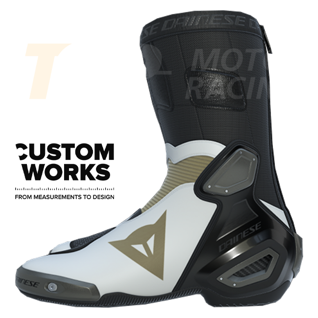 Bottes moto de course et route Dainese Axial 2 | Homme | Perle blanc / Magnésium | Custom Works 