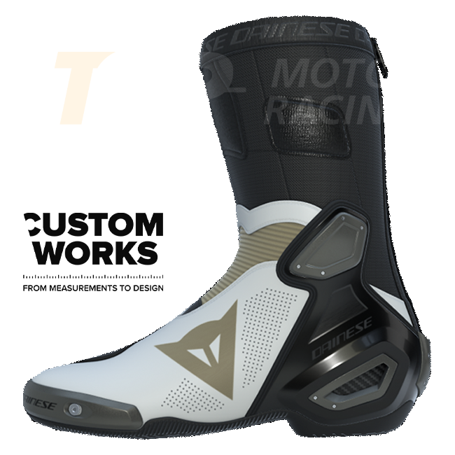 Bottes moto de course et route Dainese Axial 2 Air | Homme | Perle blanc / Magnésium | Custom Works 