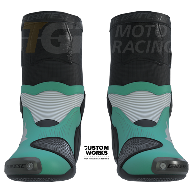 Bottes moto de course et route Dainese Axial 2 Air | Homme | Bleu Sardaigne Mer / Blanc | Custom Works 