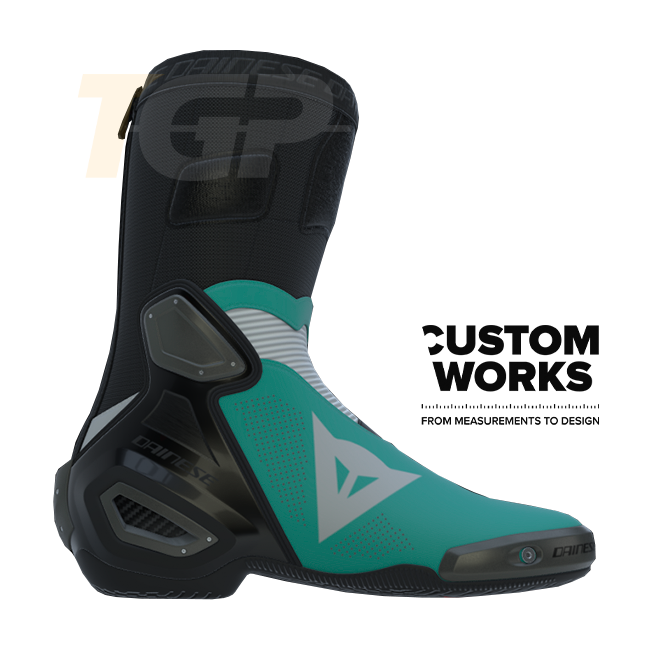 Bottes moto de course et route Dainese Axial 2 Air | Homme | Bleu Sardaigne Mer / Blanc | Custom Works 
