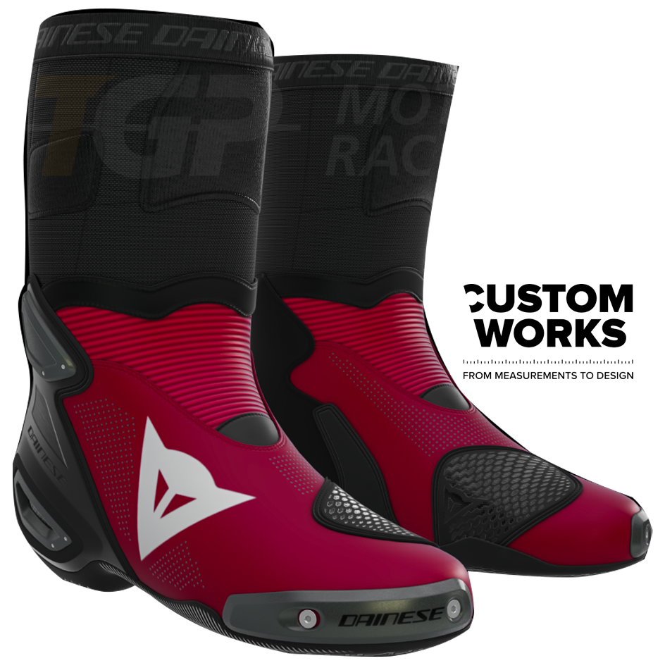 Dainese Axial 2 Air bottes de moto course et route Nicolò Bulega Replica 2026 | Homme | Dainese rouge / blanc | Custom Works 