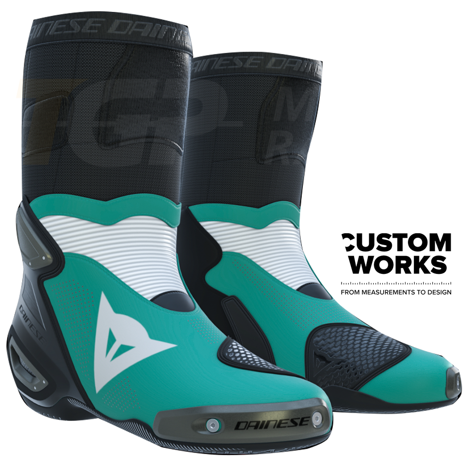 Bottes moto de course et route Dainese Axial 2 Air | Homme | Bleu Sardaigne Mer / Blanc | Custom Works 