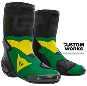 Bottes moto de course et route Dainese Axial 2 | Hommes | Vert forêt / Jaune | Custom Works 