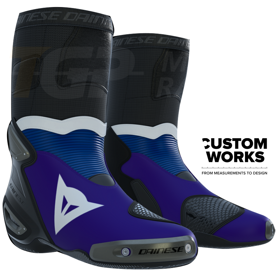 Dainese Bottes moto de course et route Axial 2 Prima Pramac Yamaha MotoGP Replica | Homme | Violet / Bleu Yamaha / Blanc | Custom Works 