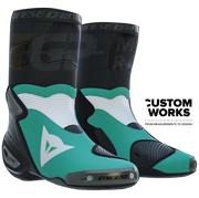 Bottes moto de course et route Dainese Axial 2 | Homme | Bleu Sardinia Sea / Blanc | Custom Works 