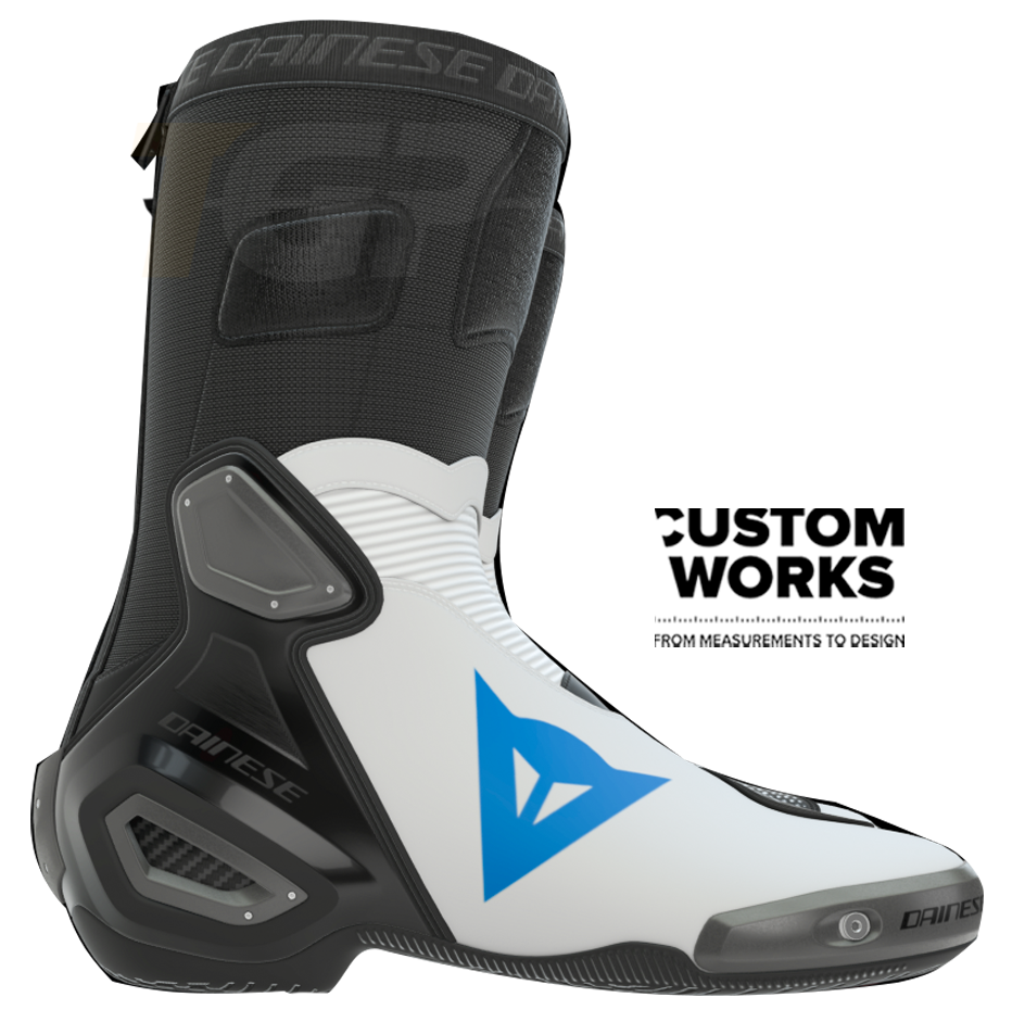 Bottes moto de course et route Dainese Axial 2 | Homme | Blanc / Ciel | Custom Works 