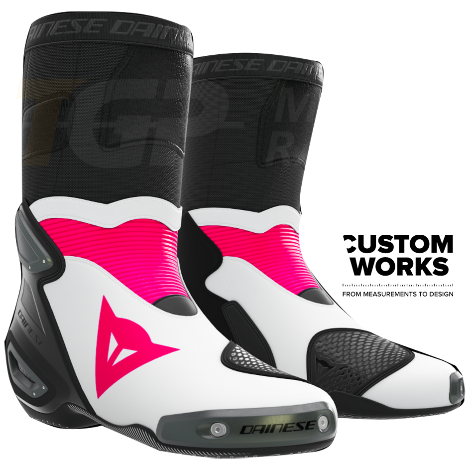 Dainese Bottes moto Axial 2 Racing et route | Homme | Fuchsia / Blanc | Custom Works 
