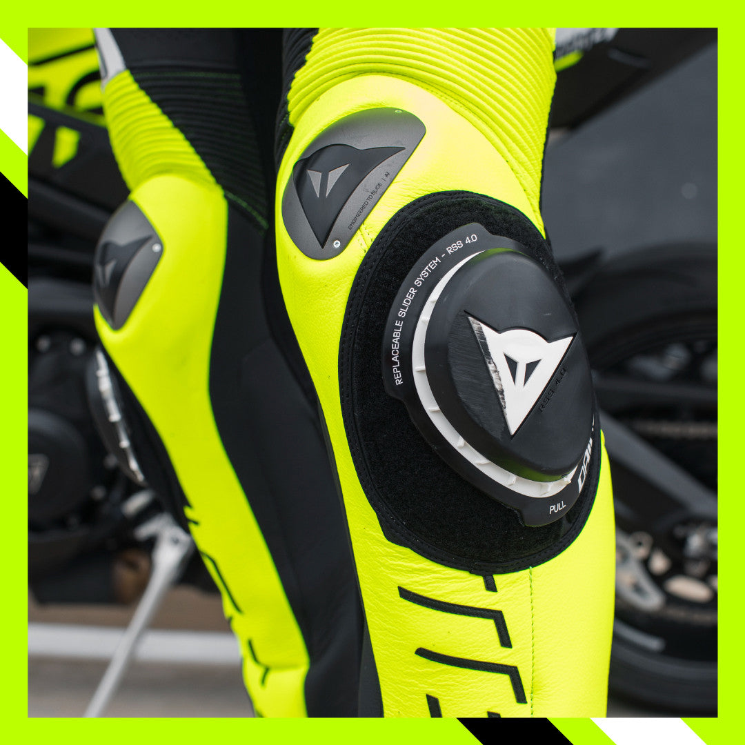Dainese Audax D-ZIP combinaison en cuir une pièce – combinaison de course perforée | hommes | noir/jaune néon 