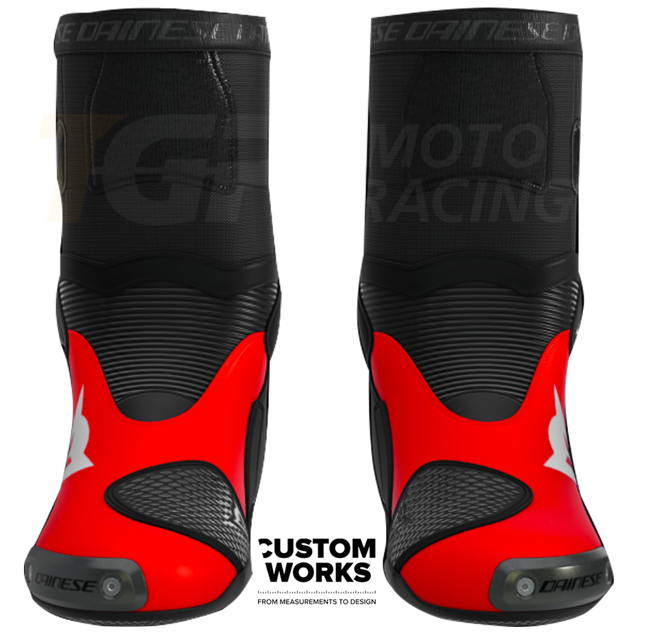 Dainese Axial 2 chaussures moto Racing et route Marco Bezzecchi Replica 2026 | Homme | Fluo Rouge / Noir | Custom Works 