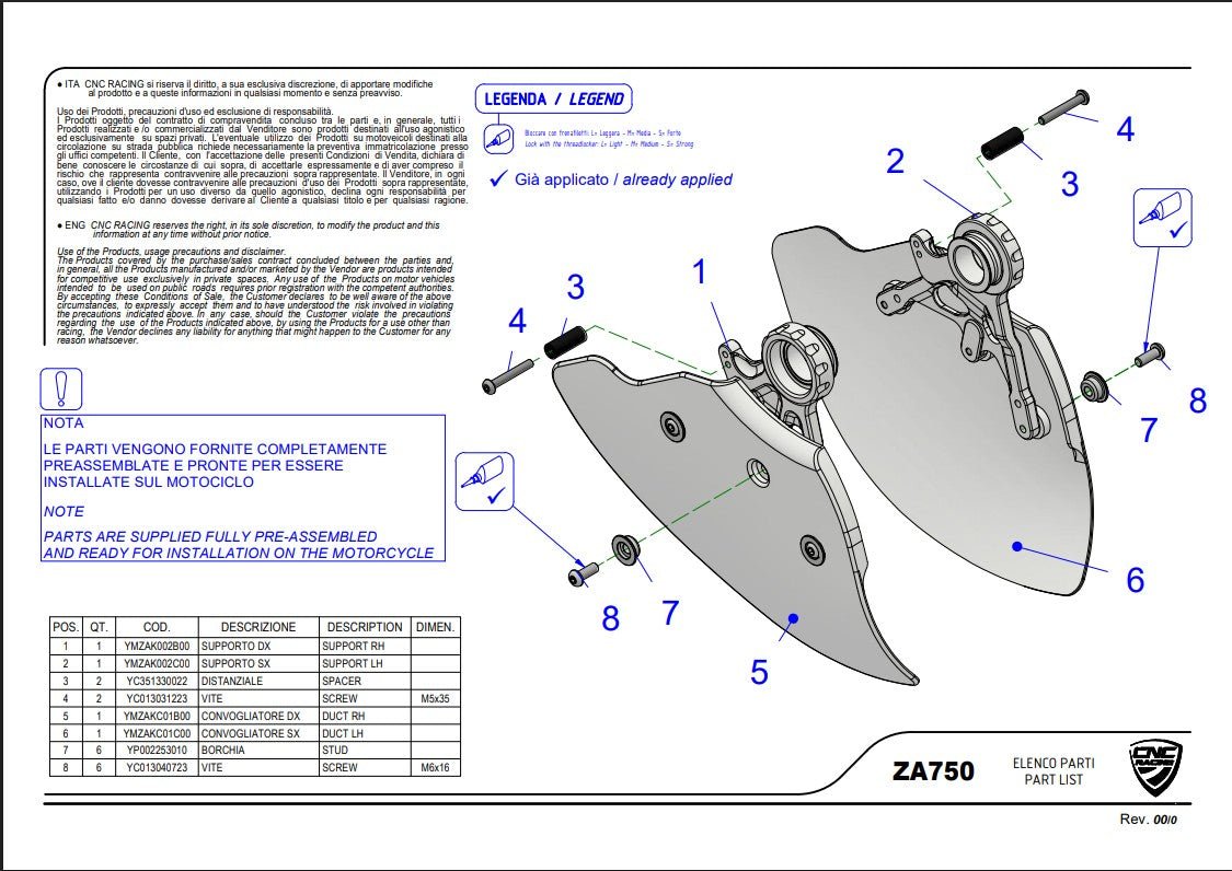 Freins à disque en carbone refroidissement conduits d'air GP Evo Ducati Panigale V4 (2025) ZA750Y 