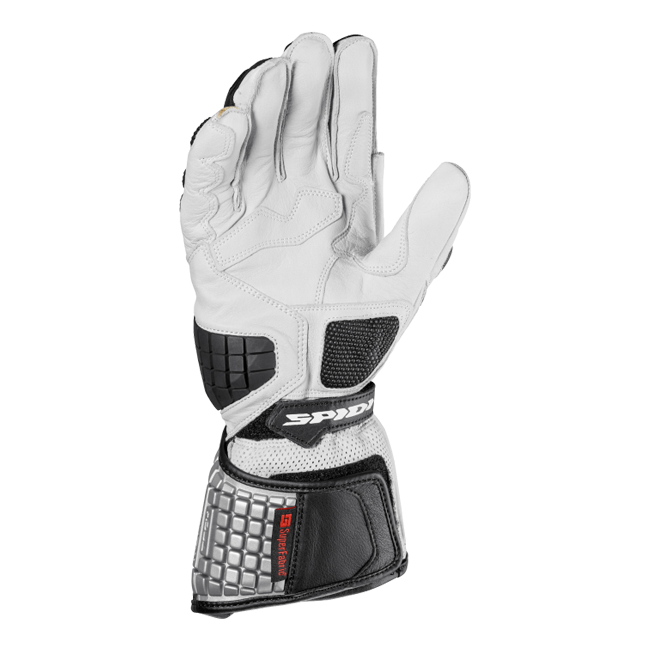 Gants de moto en cuir Spidi Carbo Kangaroo Racing | Hommes | Noir-Blanc | A216011 