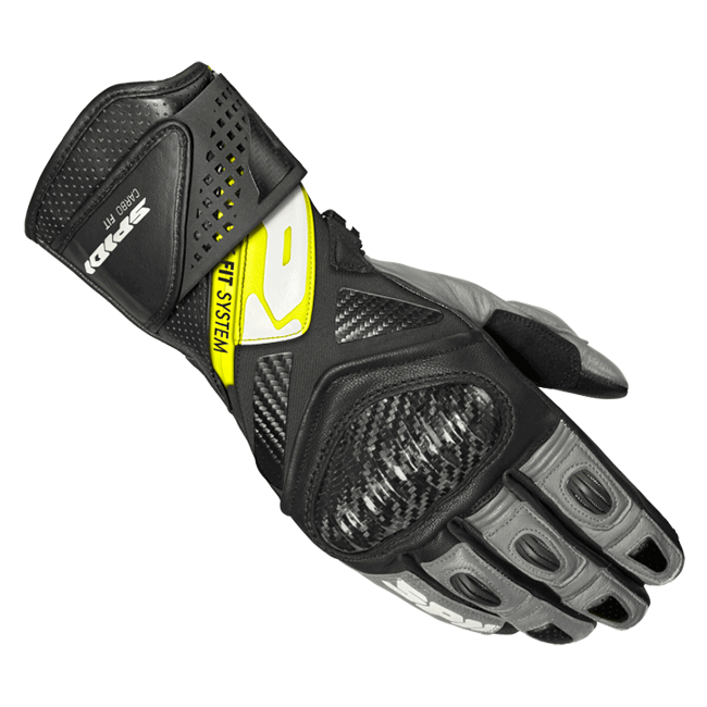 Gants de moto en cuir Spidi Carbo Fit Racing | Hommes | Noir/Jaune fluo | A226394 