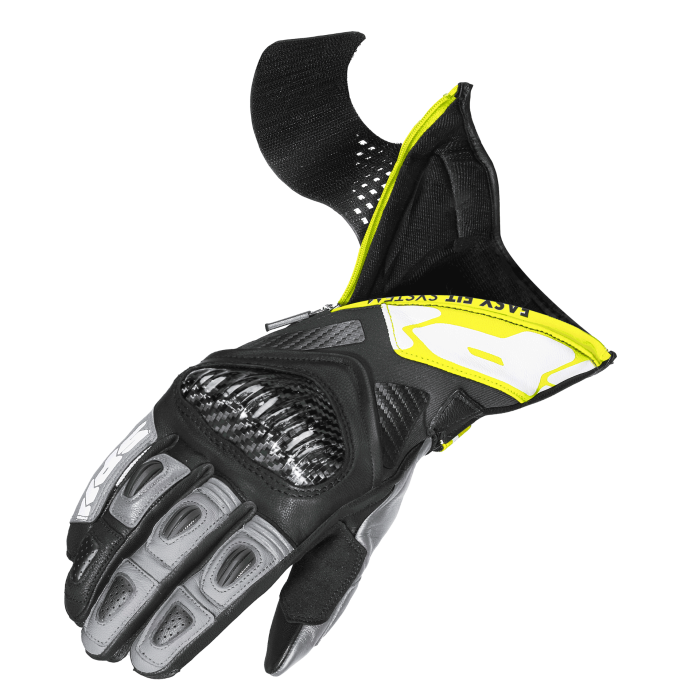 Gants de moto en cuir Spidi Carbo Fit Racing | Hommes | Noir/Jaune fluo | A226394 