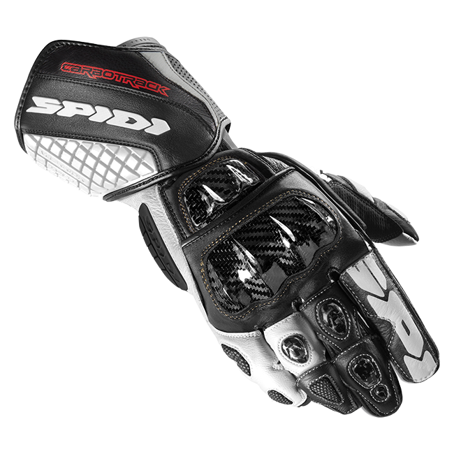 Gants de moto en cuir Spidi Carbo Track Evo Racing | Homme | Noir/Blanc | A203011 