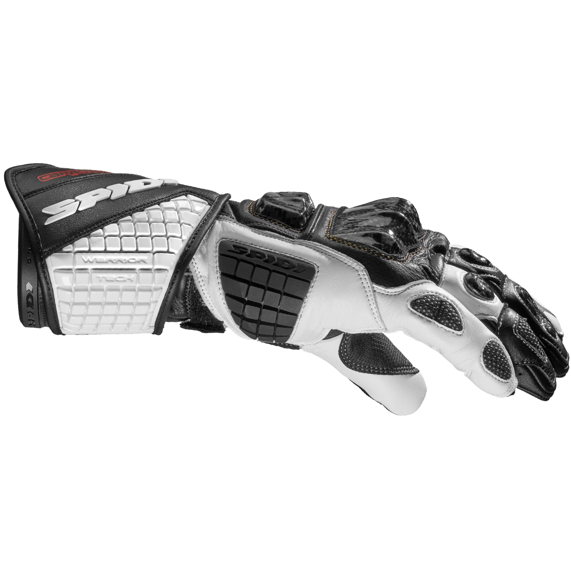 Gants de moto en cuir Spidi Carbo Track Evo Racing | Homme | Noir/Blanc | A203011 