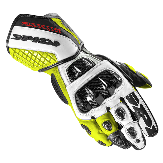 Gants de moto en cuir Spidi Carbo Track Evo Racing | Hommes | Noir/Jaune fluo | A203394 