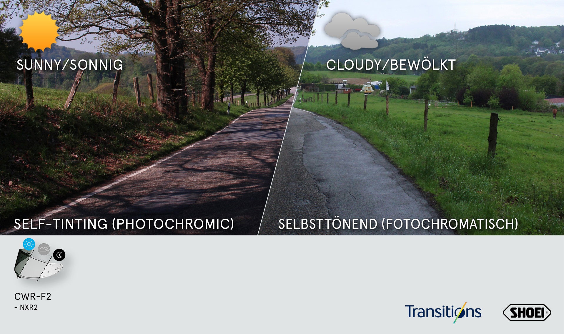 Visière Shoei X-SPR PRO (CWR-F2PN) photochromique auto-teintée adaptative 