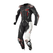 IXON Demonio Combinaison Combinaison en cuir – Combinaison de course perforée | Homme | Noir/Blanc/Rouge 
