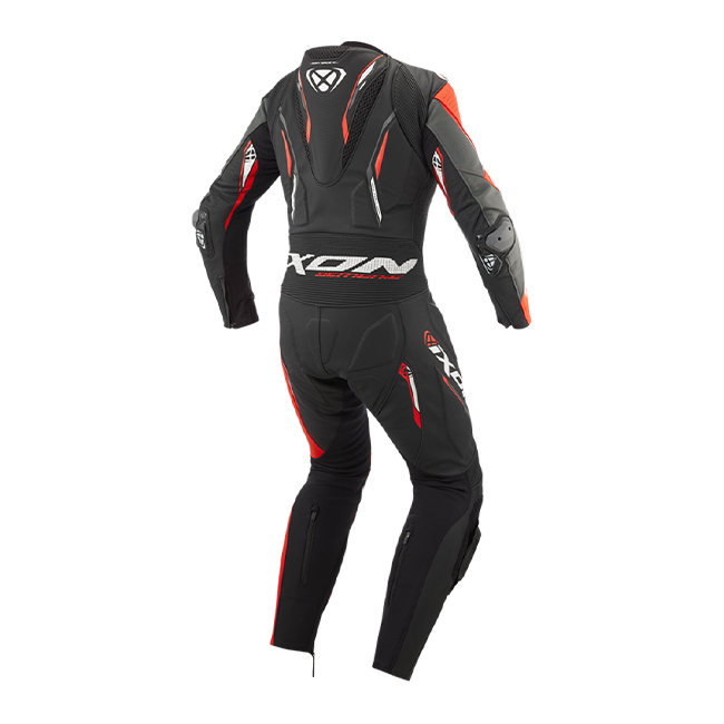 IXON Demonio Combinaison une pièce Combinaison en cuir – Combinaison de course perforée | Homme | Rouge/Noir/Blanc 